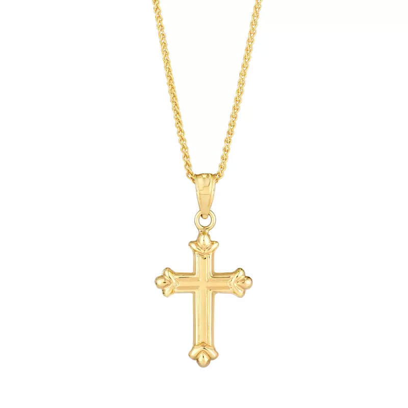 Fleur-de-Lis Cross Gold Necklace