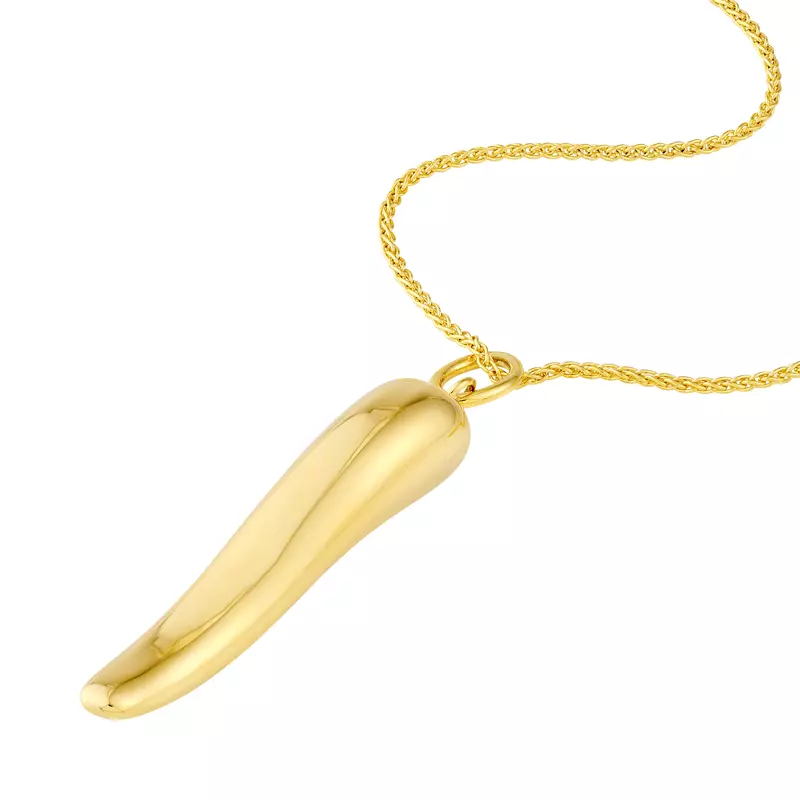 14K Yellow Gold Italian Horn Gold Necklace
