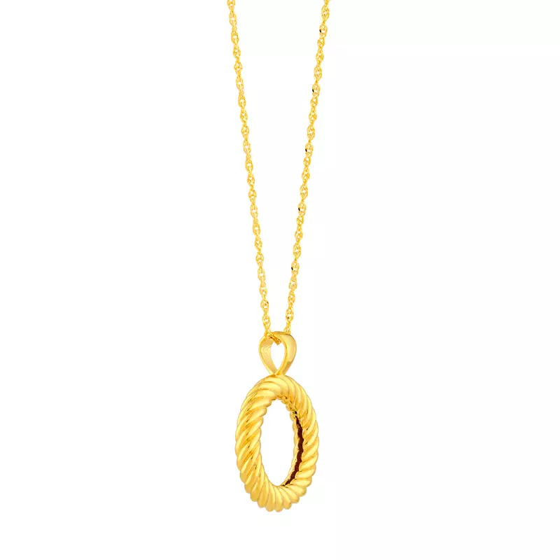 14K Yellow Gold Rope Circle Gold Necklace