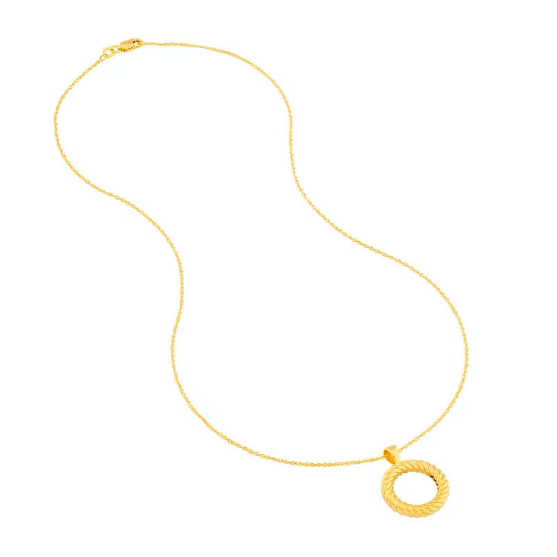 14K Yellow Gold Rope Circle Gold Necklace