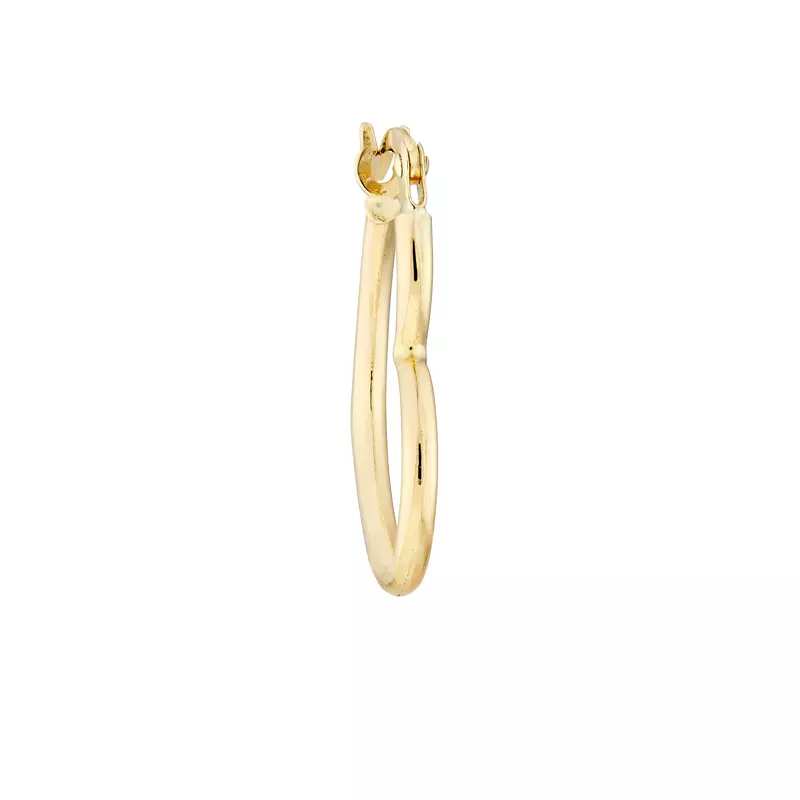 14K Yellow Gold Open Heart Gold Hoop Earrings