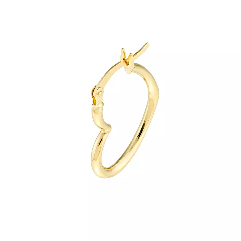 14K Yellow Gold Open Heart Gold Hoop Earrings