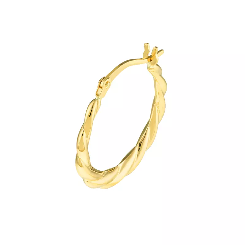 14K Yellow Gold Twisted Gold Hoop Earrings