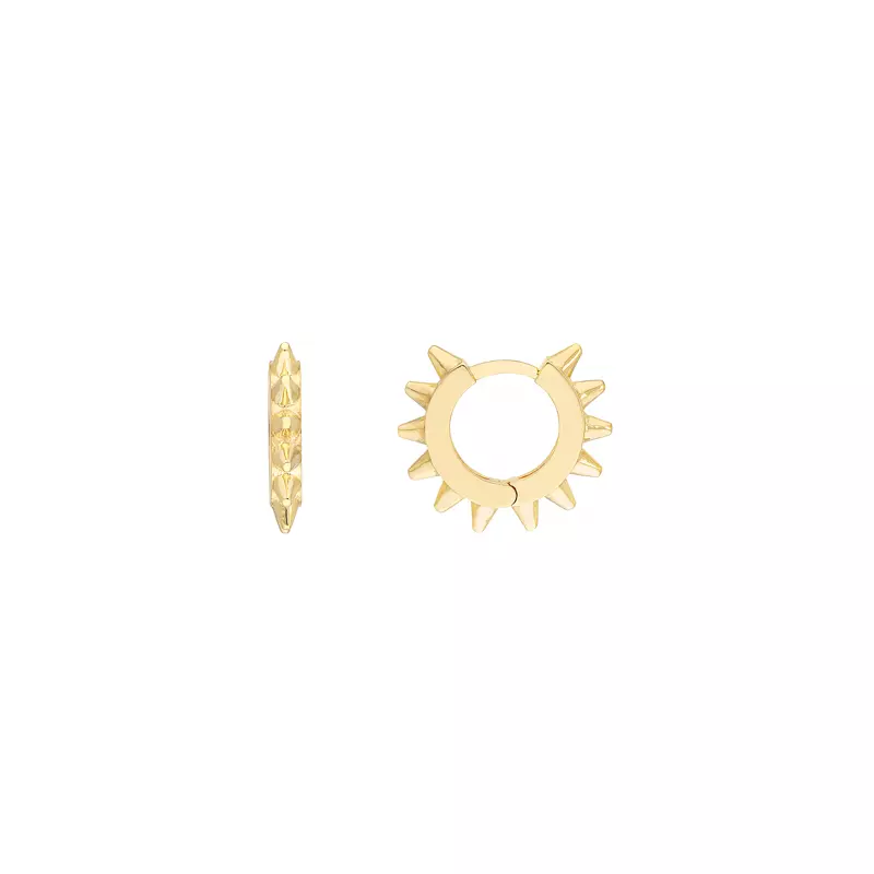 Spike Huggie Gold Hoop Earrings