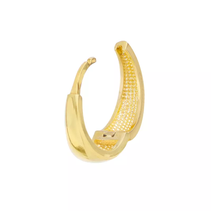 14K Yellow Gold Tapered Huggie Gold Hoop Earrings