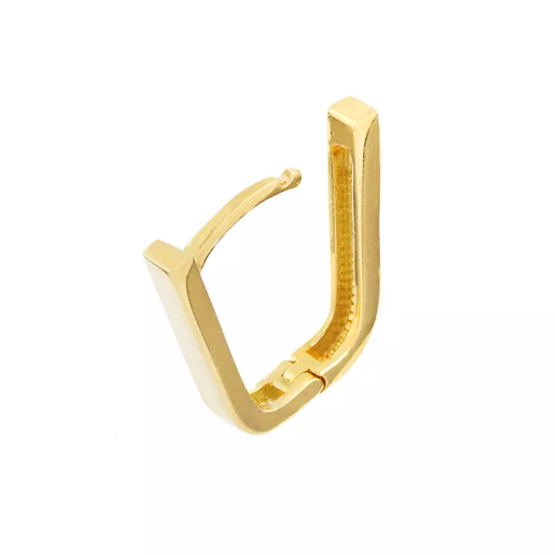 14K Yellow Gold Paper Clip Gold Huggie Earrings