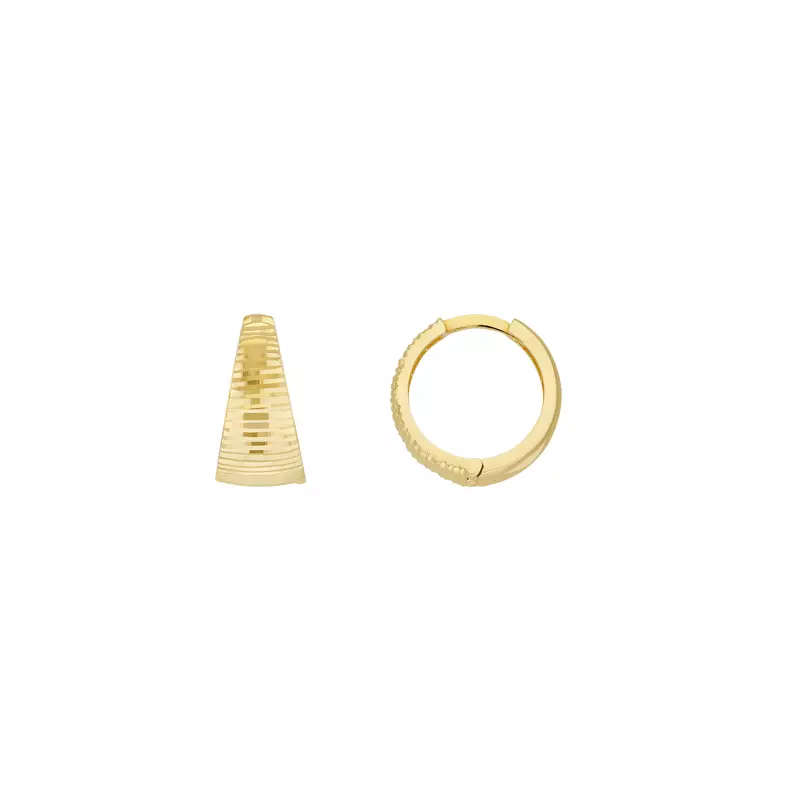 Textured Tapered Reversible Gold Hoop Earrings