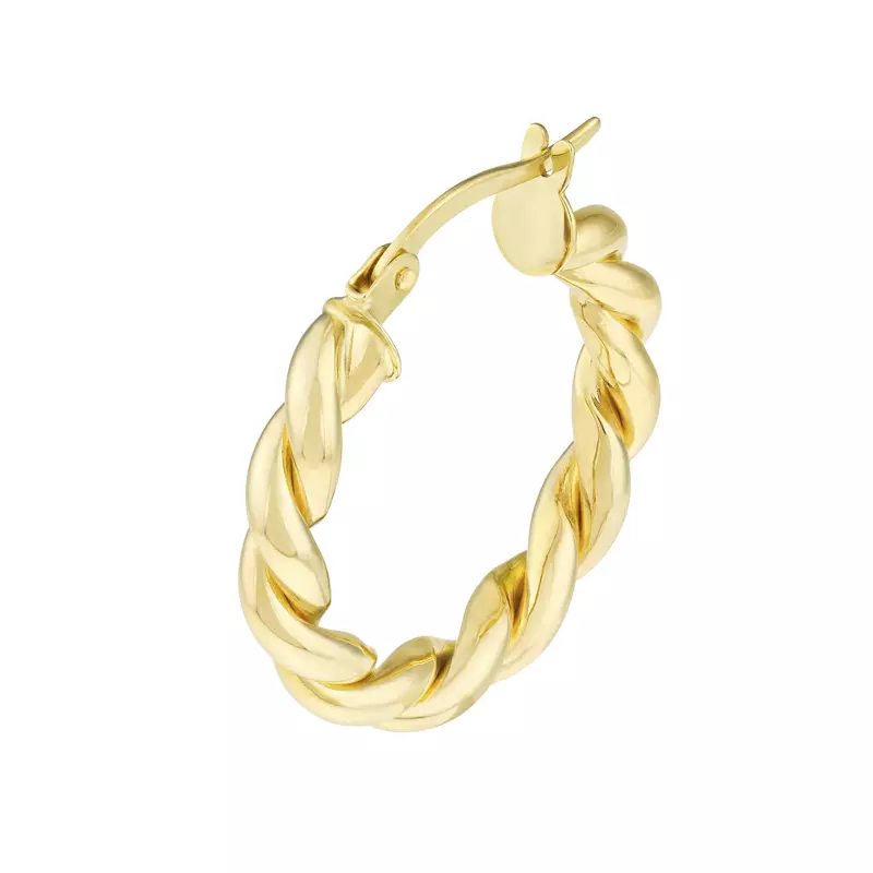 14K Yellow Gold Braided Gold Hoop Earrings