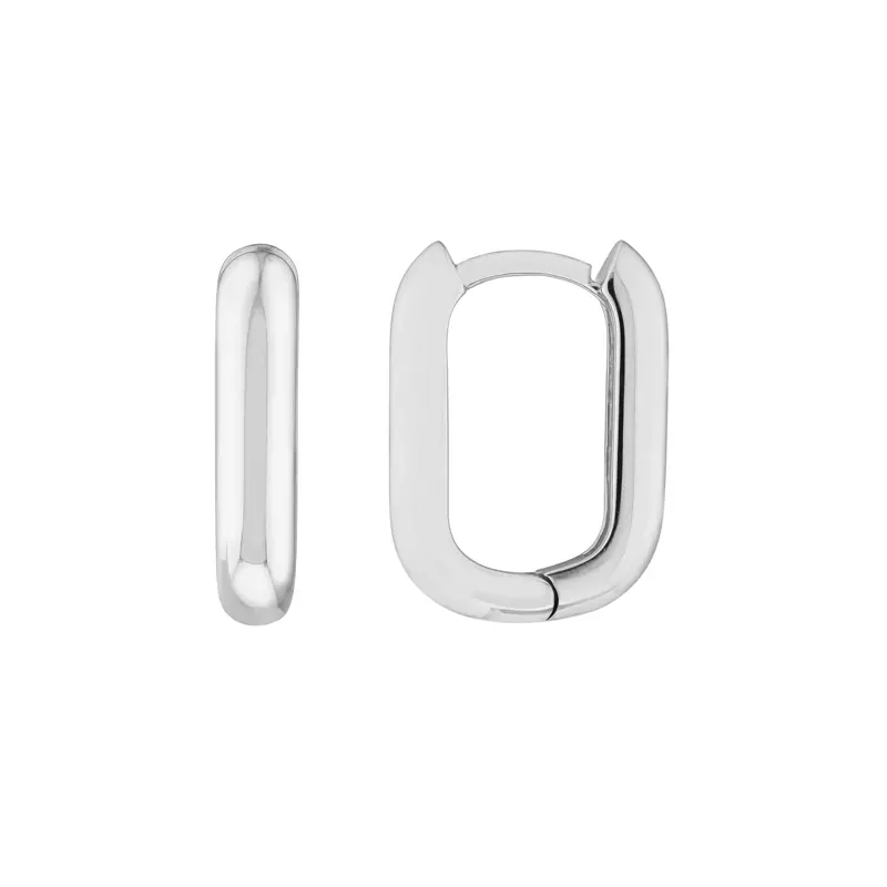 Bold Rectangular Gold Huggie Earrings
