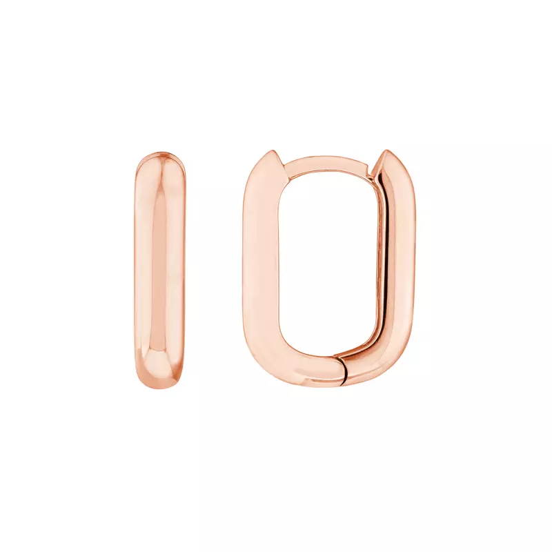 Bold Rectangular Gold Huggie Earrings