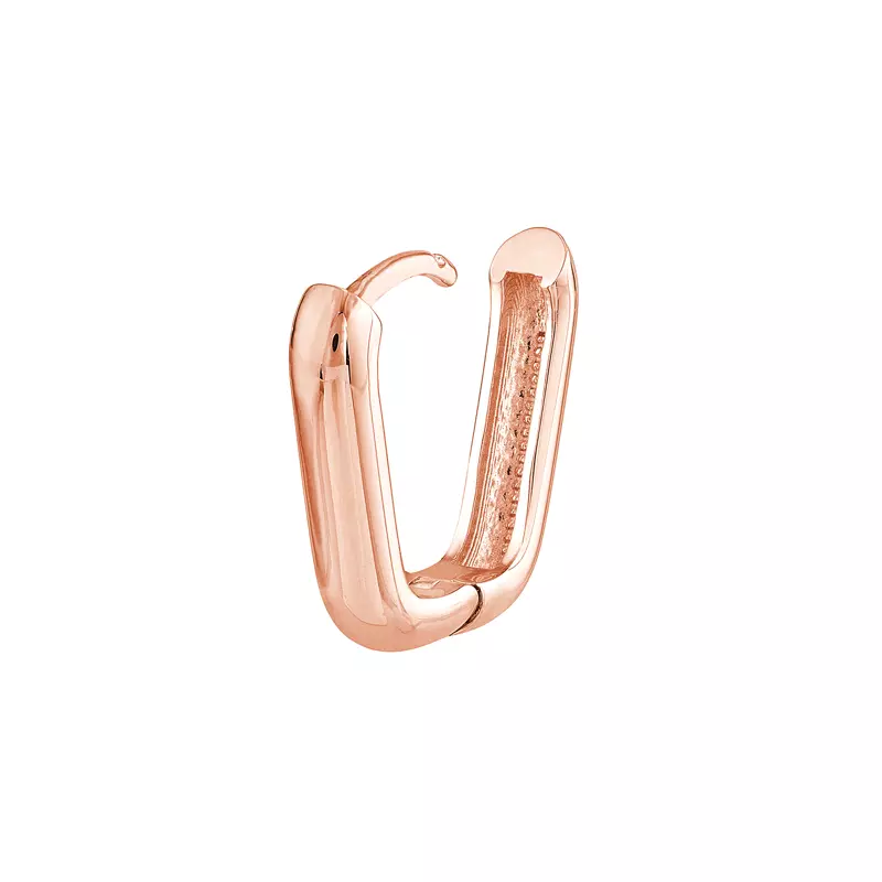 14K Rose Gold Bold Rectangular Gold Huggie Earrings
