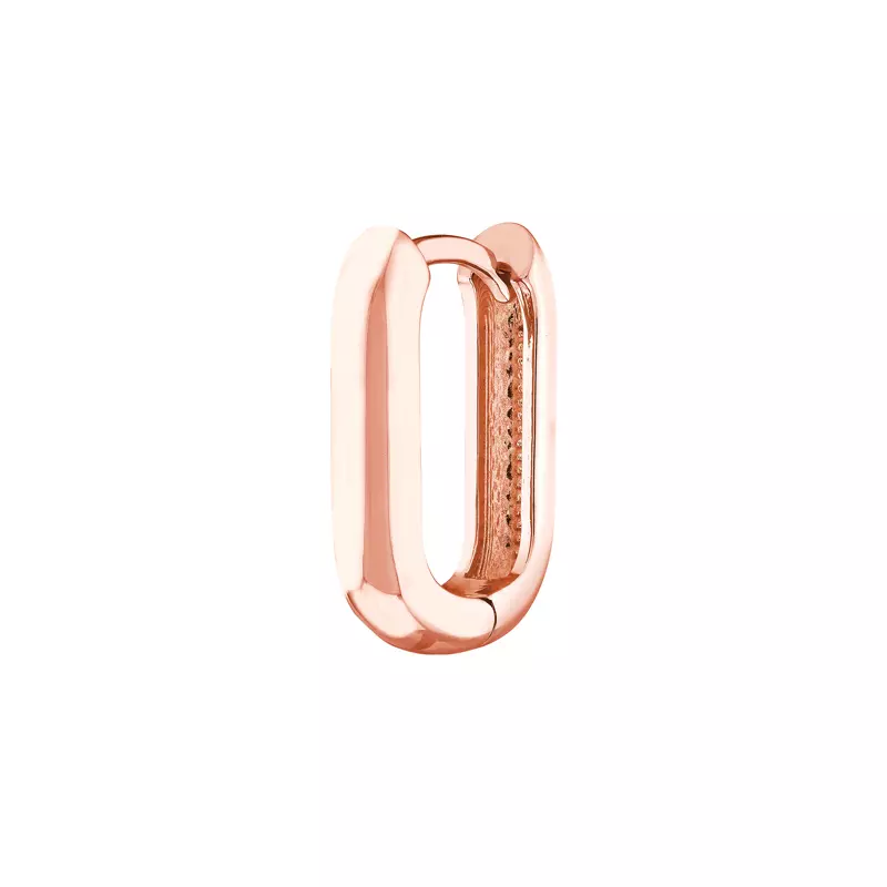 14K Rose Gold Bold Rectangular Gold Huggie Earrings