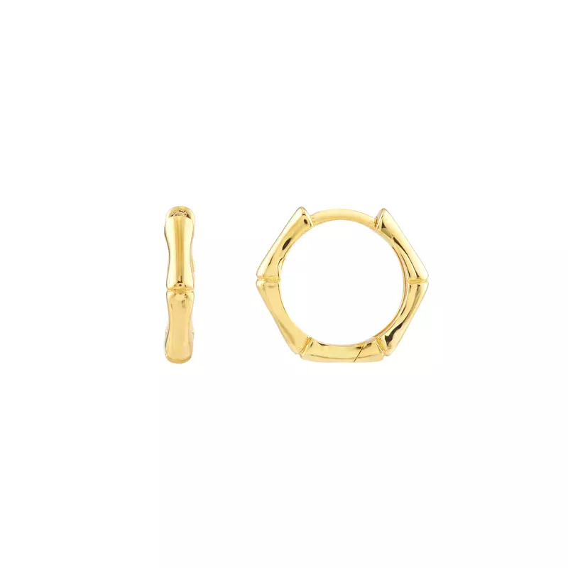 Bamboo Link Gold Hoop Earrings