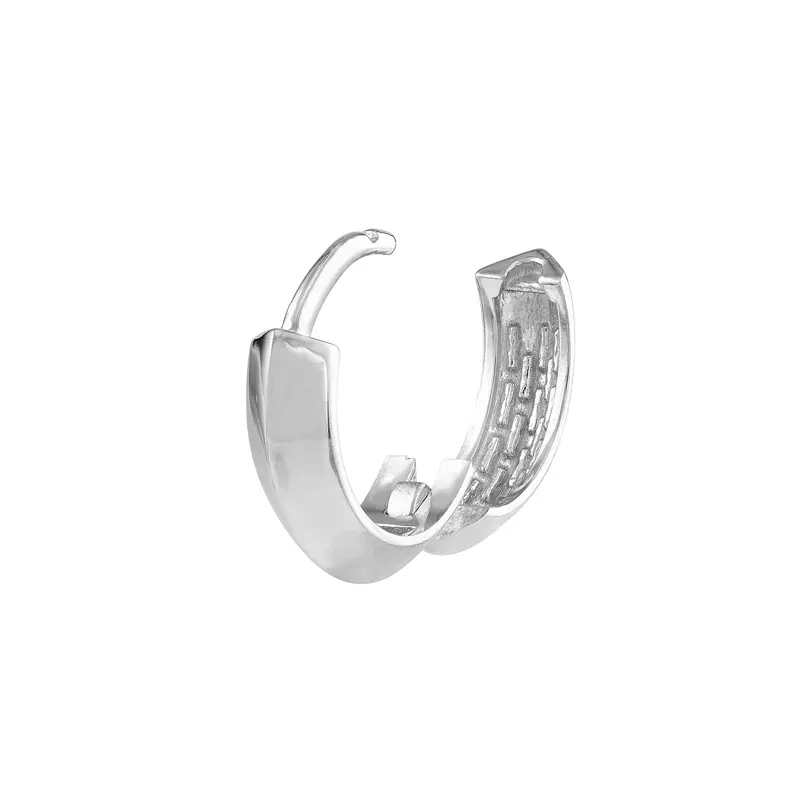 14K White Gold Knife-Edge Gold Huggie Earrings