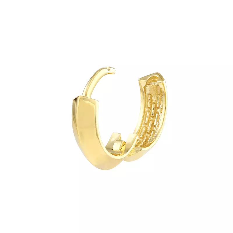 14K Yellow Gold Knife-Edge Gold Huggie Earrings