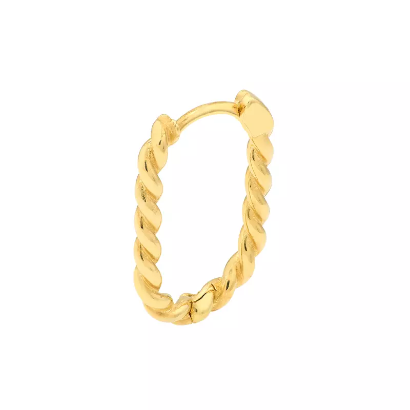 14K Yellow Gold Oval Twist Gold Hoop Earrings