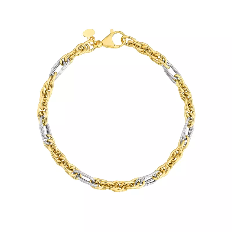 Two-Tone Rope Link Gold Bracelet
