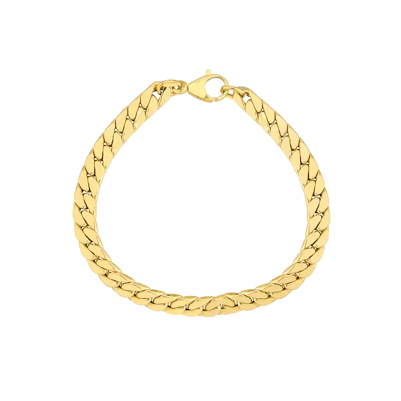 Flat Curb Link Gold Bracelet