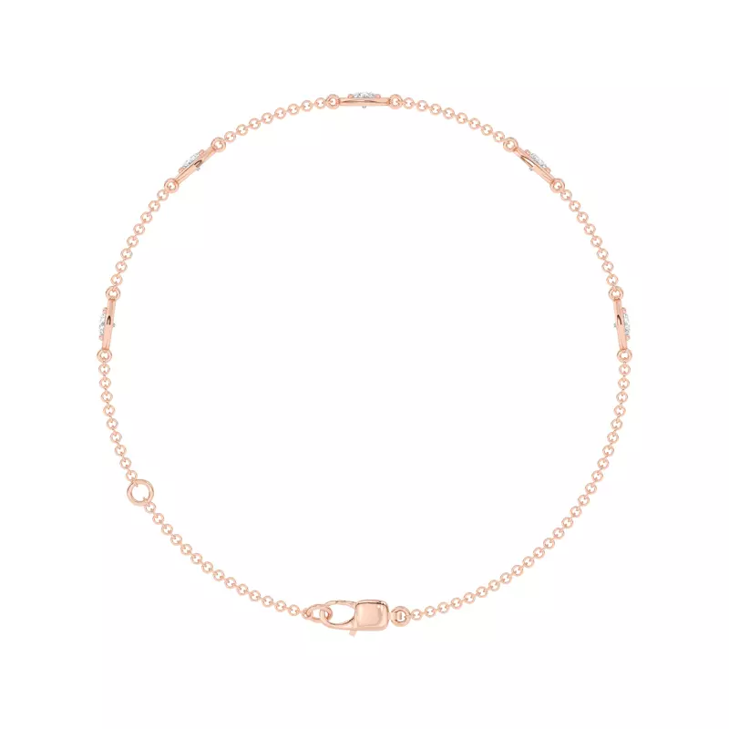 14K Rose Gold Heart Embrace Lab Diamond Five-Station Bracelet