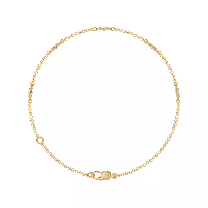 14K Yellow Gold Heart Embrace Lab Diamond Five-Station Bracelet