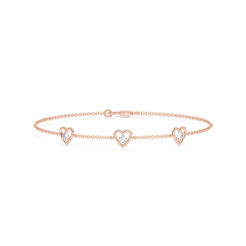 Heart Embrace Lab Diamond Three-Station Bracelet