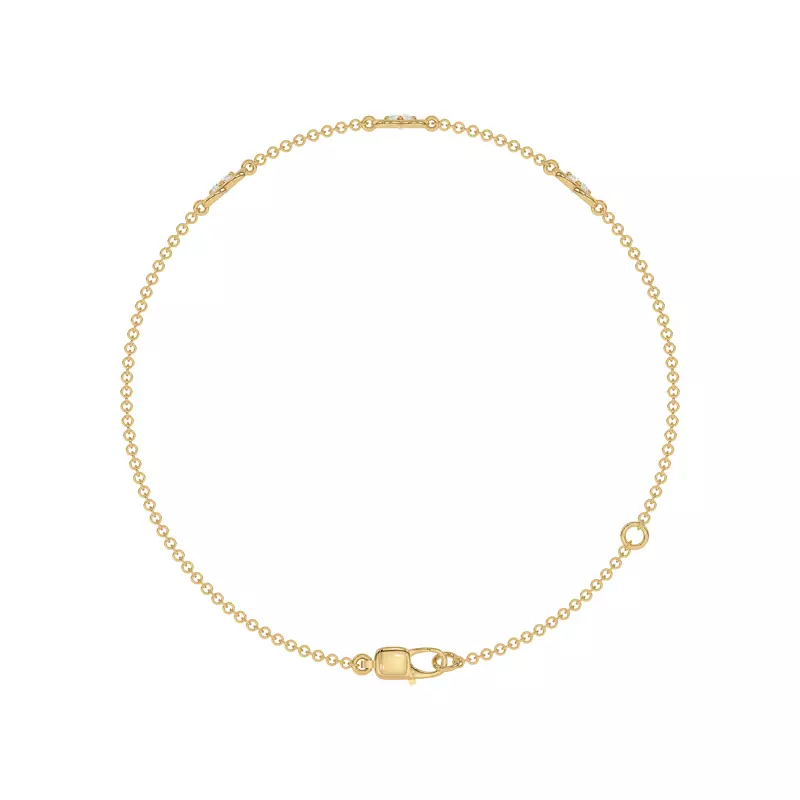 14K Yellow Gold Heart Embrace Lab Diamond Three-Station Bracelet