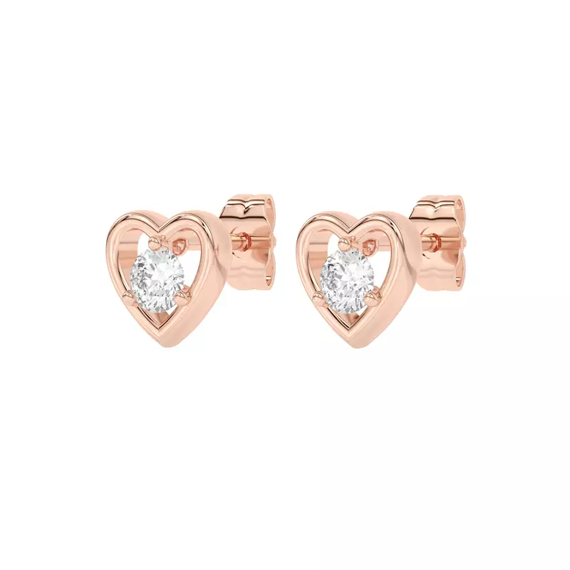 14K Rose Gold Heart Embrace Lab Diamond Stud Earrings (1/4 ct. tw.)