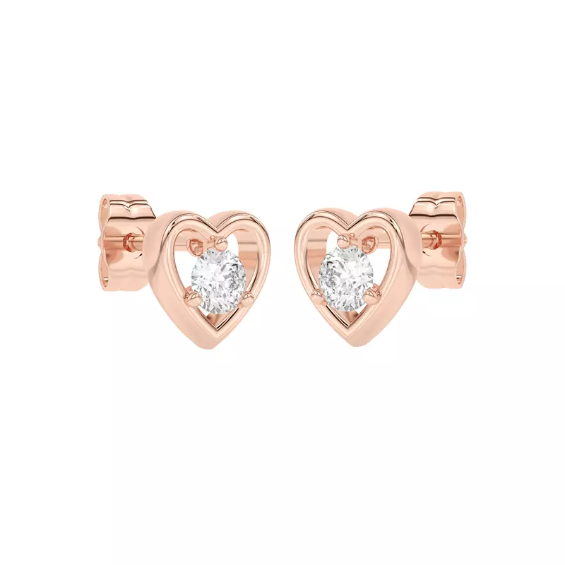 14K Rose Gold Heart Embrace Lab Diamond Stud Earrings (1/4 ct. tw.)