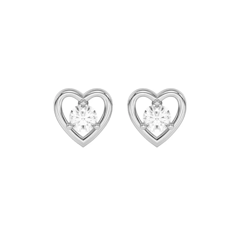 14K White Gold Heart Embrace Lab Diamond Stud Earrings (1/4 ct. tw.)