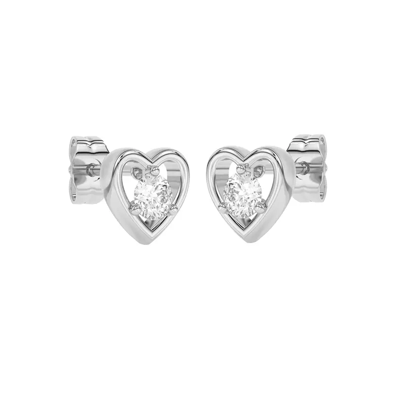 14K White Gold Heart Embrace Lab Diamond Stud Earrings (1/4 ct. tw.)