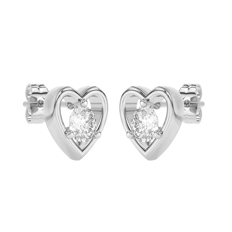 14K White Gold Heart Embrace Lab Diamond Stud Earrings (1/2 ct. tw.)