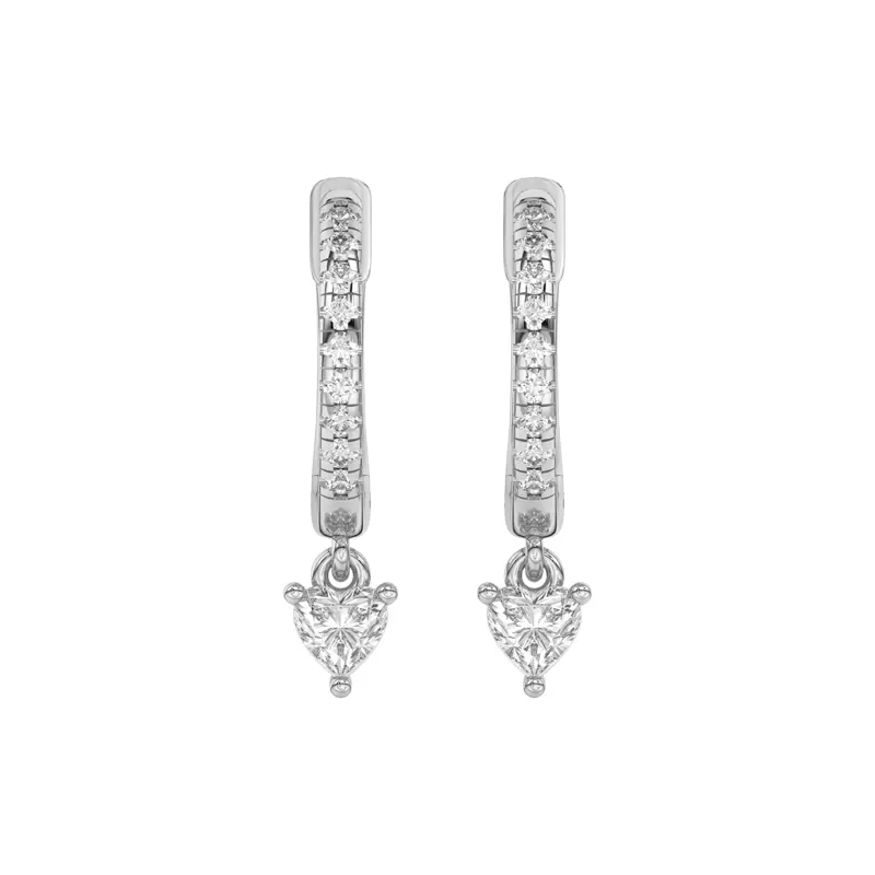 Heart Lab Diamond Drop Huggie Earrings