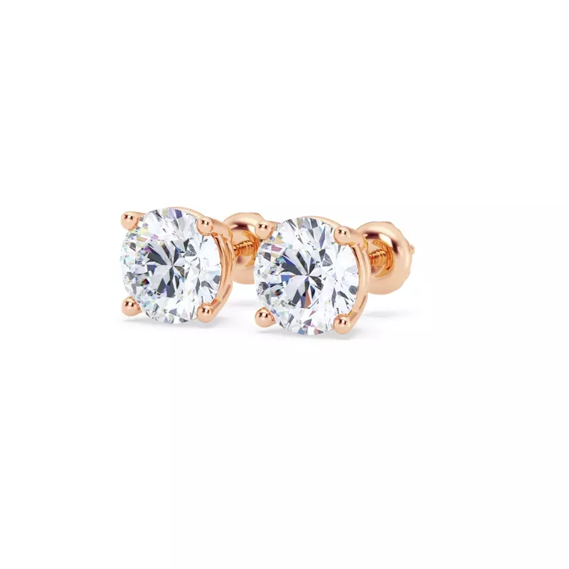 14K Rose Gold Diamond Stud Screw-Back Earrings (3 ct. tw.)