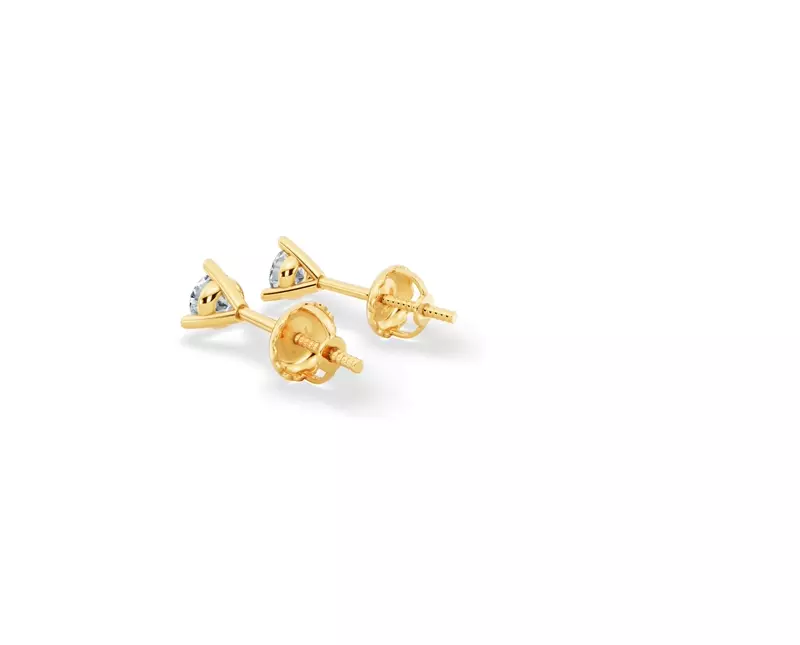 18K Yellow Gold Three-Prong Martini Diamond Screw-Back Earrings (1/4 ct. tw.)