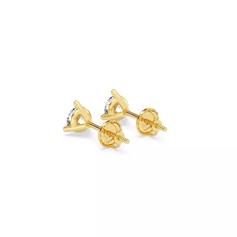 18K Yellow Gold Three-Prong Martini Diamond Screw-Back Earrings (1/2 ct. tw.)