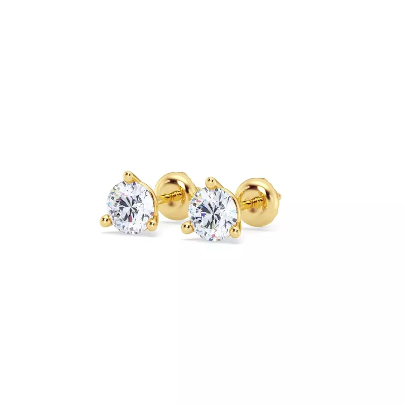 18K Yellow Gold Three-Prong Martini Diamond Screw-Back Earrings (3/4 ct. tw.)