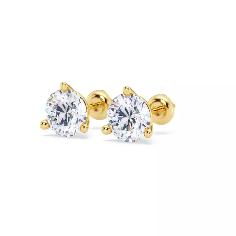 18K Yellow Gold Three-Prong Martini Diamond Screw-Back Earrings (3 ct. tw.)