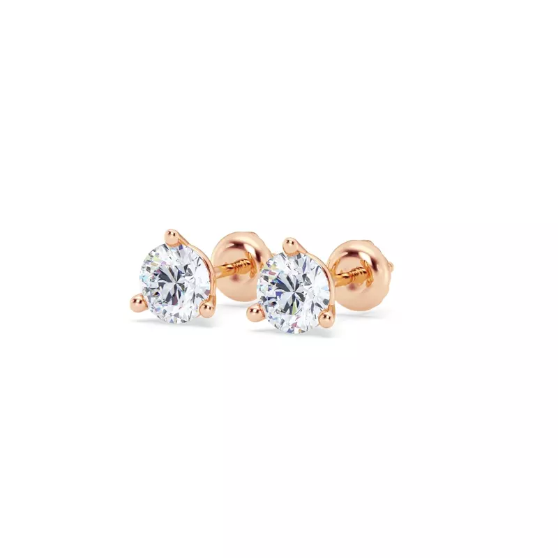 14K Rose Gold Three-Prong Martini Diamond Screw-Back Earrings (1 ct. tw.)