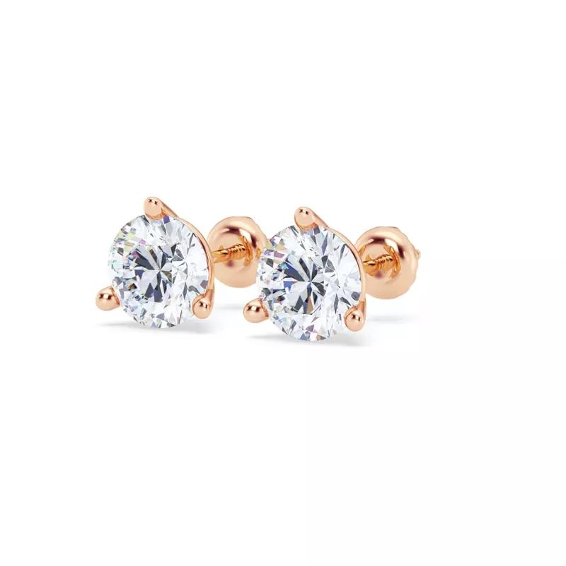 14K Rose Gold Three-Prong Martini Diamond Screw-Back Earrings (3 ct. tw.)