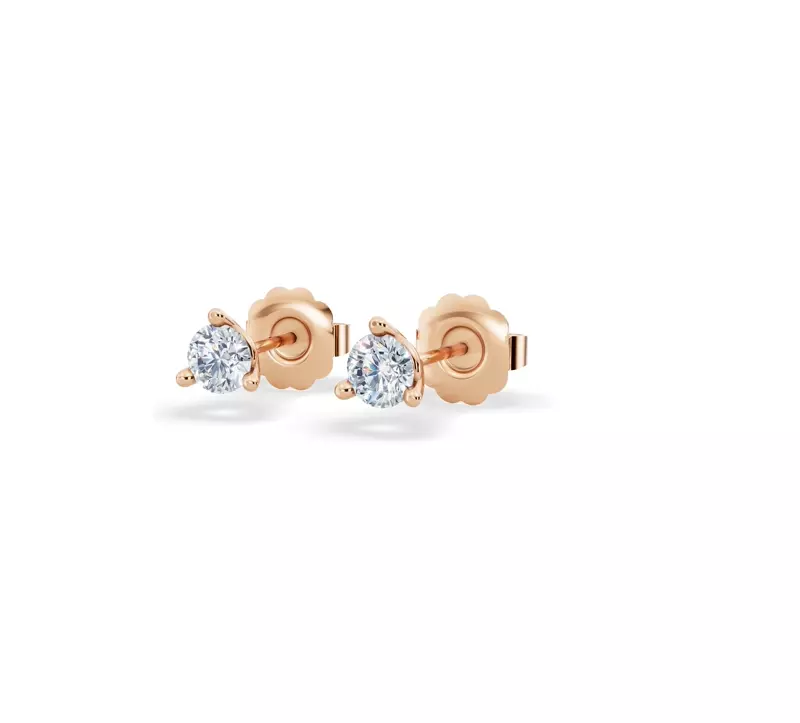 14K Rose Gold Three-Prong Diamond Martini Earrings (1/4 ct. tw.)
