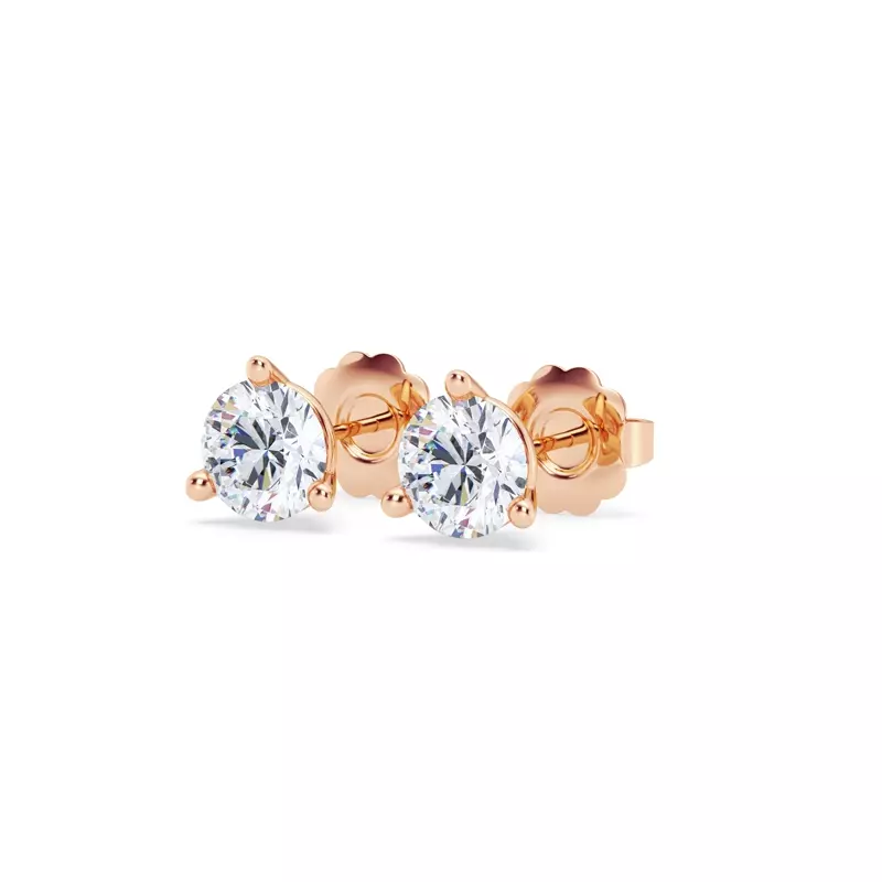 14K Rose Gold Three-Prong Diamond Martini Earrings (1 1/2 ct. tw.)
