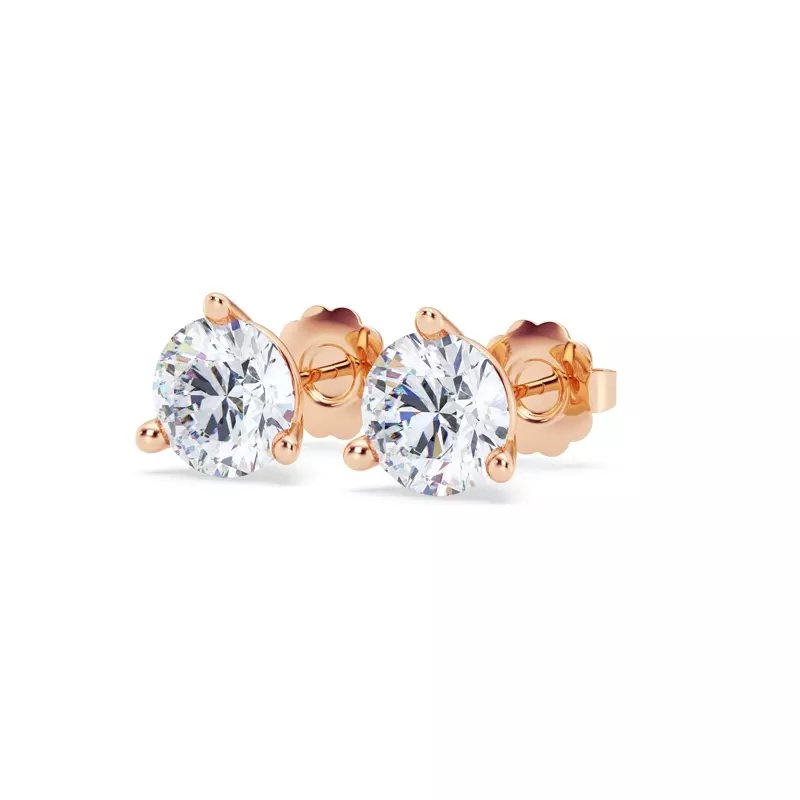 14K Rose Gold Three-Prong Diamond Martini Earrings (3 ct. tw.)