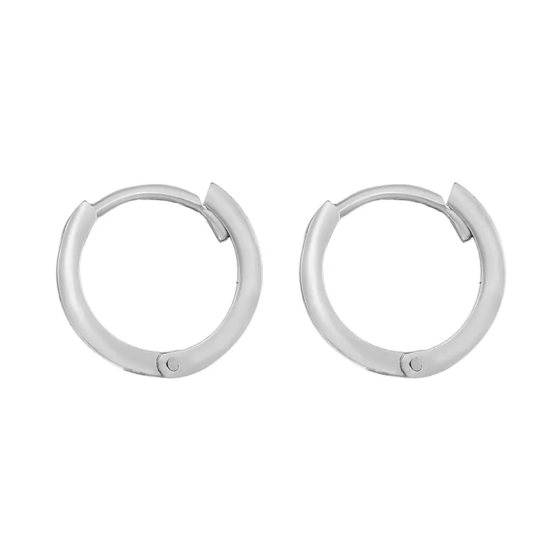 14K White Gold Petite Huggie Hoop Earrings (11.5mm)