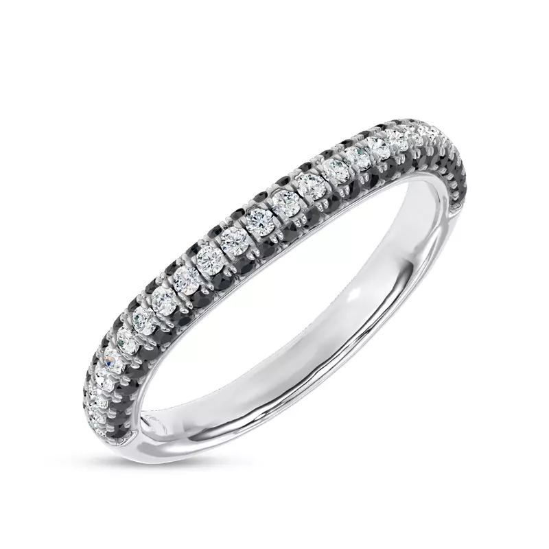 14K White Gold Midnight Noir Contoured Lab Band 
