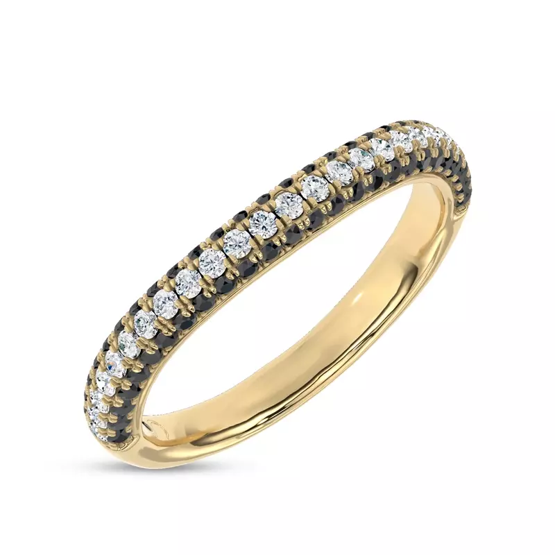 14K Yellow Gold Midnight Noir Contoured Lab Band 