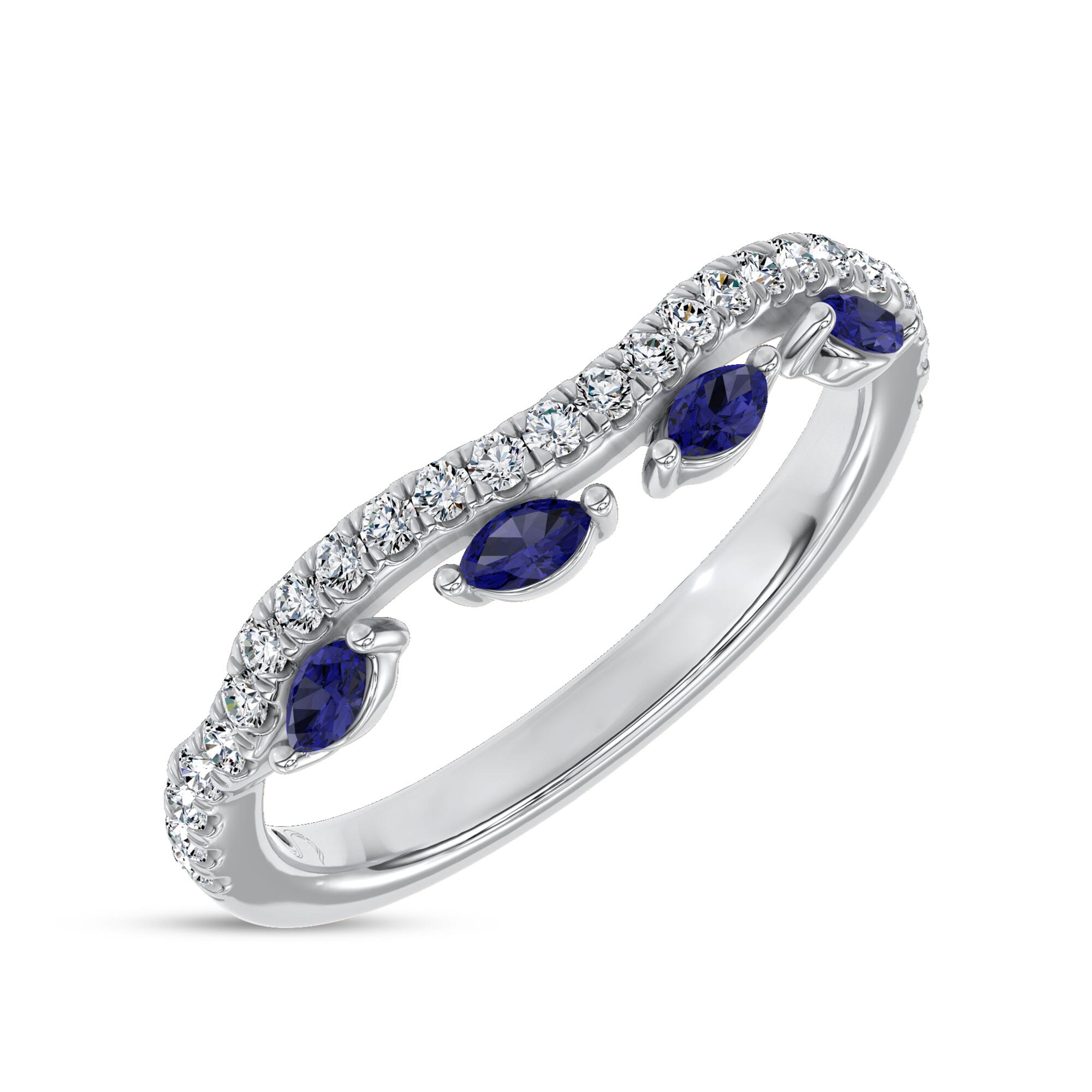 Platinum Embellis Sapphire Lab Band by Christian Siriano