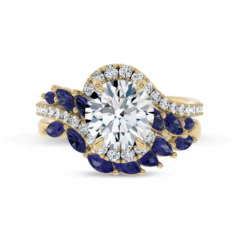 14K Yellow Gold Envol Sapphire Contoured Band by Christian Siriano