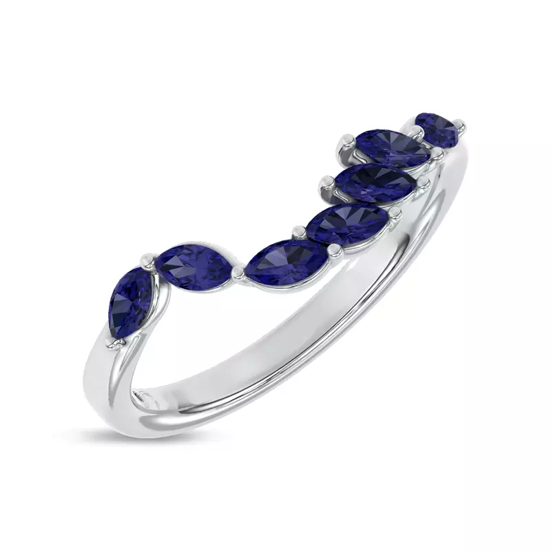 Platinum Envol Sapphire Contoured Band by Christian Siriano