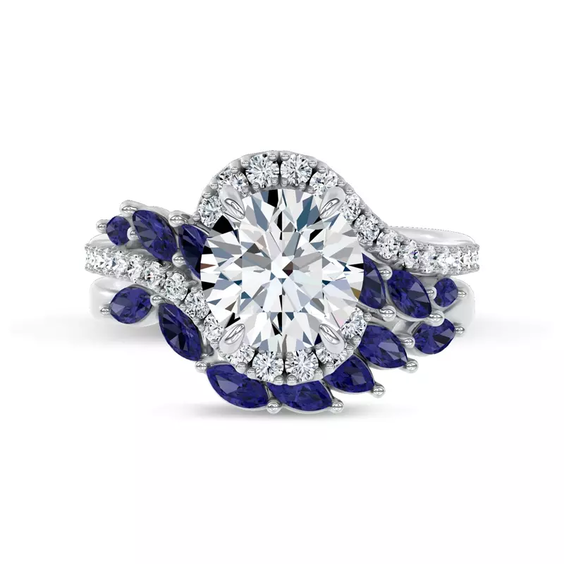 Platinum Envol Sapphire Contoured Band by Christian Siriano