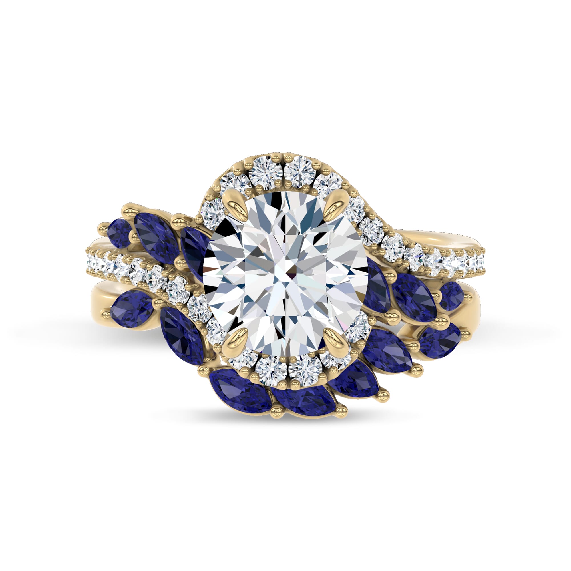18K Yellow Gold Envol Sapphire Contoured Lab Band by Christian Siriano